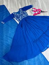 Pc 347 Embroidery Faux Georgette Gown With Dupatta Wholesale Clothing Suppliers In India